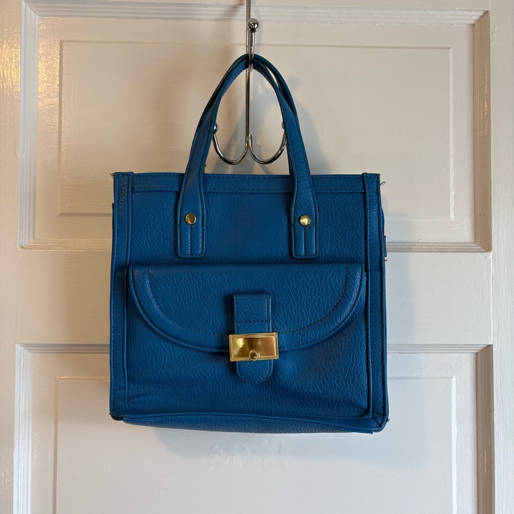 Olivia and Joy Blue Pebbled Shoulder Bag